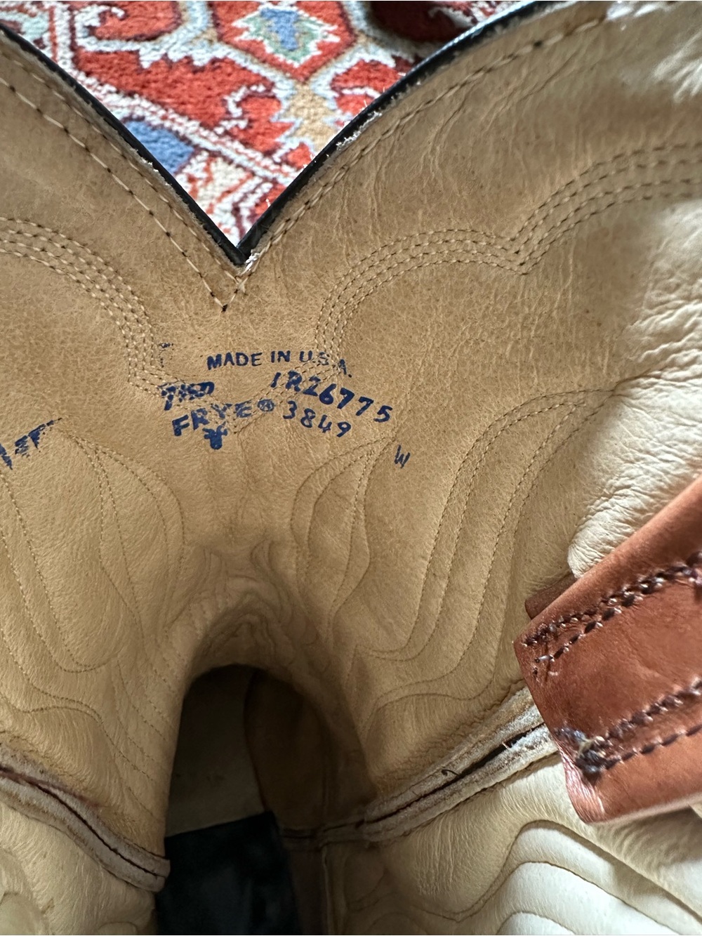 Vintage Frye 3849 Western Cowboy Boot—7.5—Made in the USA—Brown Leather—Cognac - Picture 6 of 8